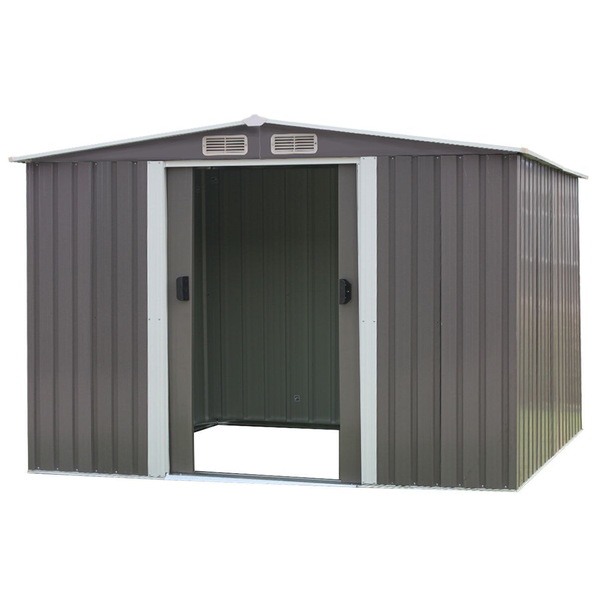 Wallaroo Garden Shed Spire Roof 6ft x 8ft Outdoor Storage Shelter - Grey-Home &amp; Garden &gt; Storage-PEROZ Accessories