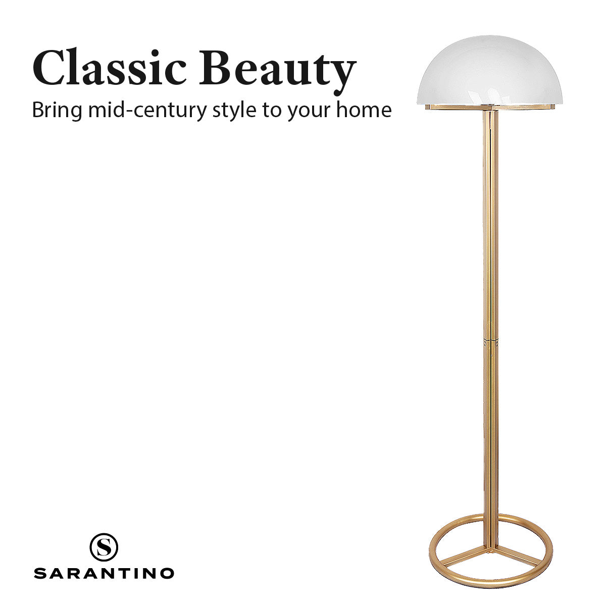 Sarantino Metal Floor Lamp with White Acrylic Shade by Sarantino-Home &amp; Garden &gt; Lighting-PEROZ Accessories