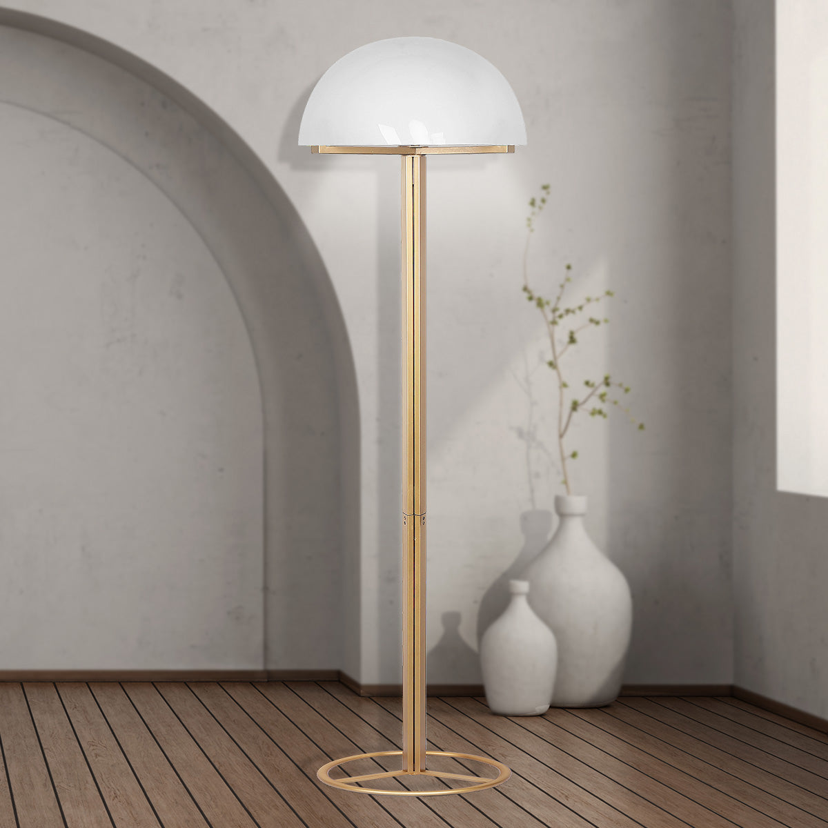 Sarantino Metal Floor Lamp with White Acrylic Shade by Sarantino-Home &amp; Garden &gt; Lighting-PEROZ Accessories