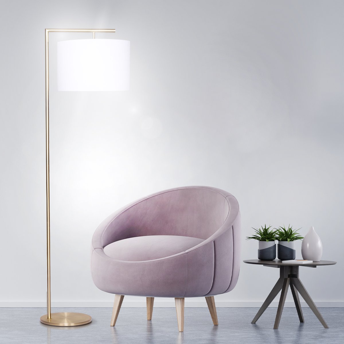 Sarantino 90-Degree Modern Arc Floor Lamp-Home &amp; Garden &gt; Lighting-PEROZ Accessories