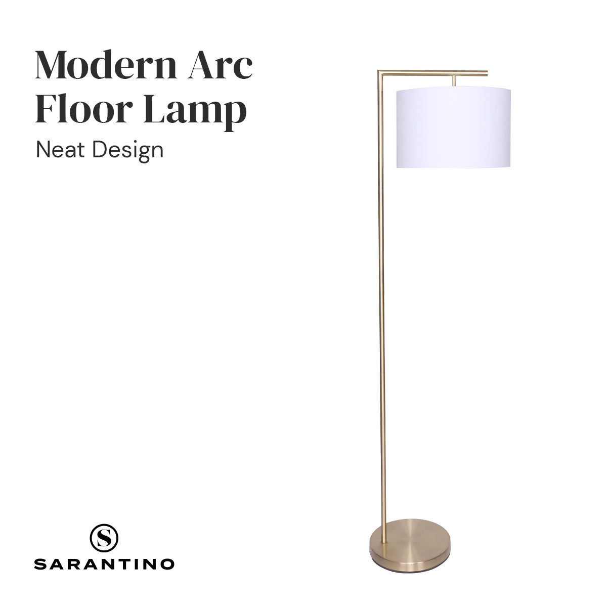 Sarantino 90-Degree Modern Arc Floor Lamp-Home &amp; Garden &gt; Lighting-PEROZ Accessories