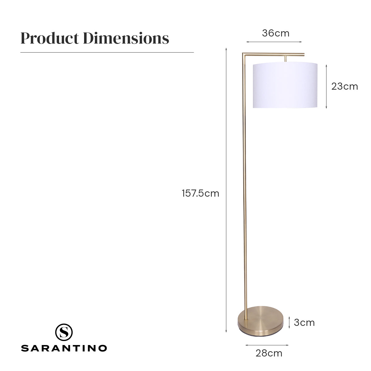 Sarantino 90-Degree Modern Arc Floor Lamp-Home &amp; Garden &gt; Lighting-PEROZ Accessories