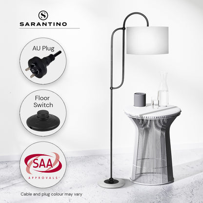 Sarantino Metal Floor Lamp with Marble Base &amp; Off-White Shade-Home &amp; Garden &gt; Lighting-PEROZ Accessories