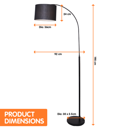 Sarantino Metal Arc Arm Floor Lamp Shade Black-Home &amp; Garden &gt; Lighting-PEROZ Accessories