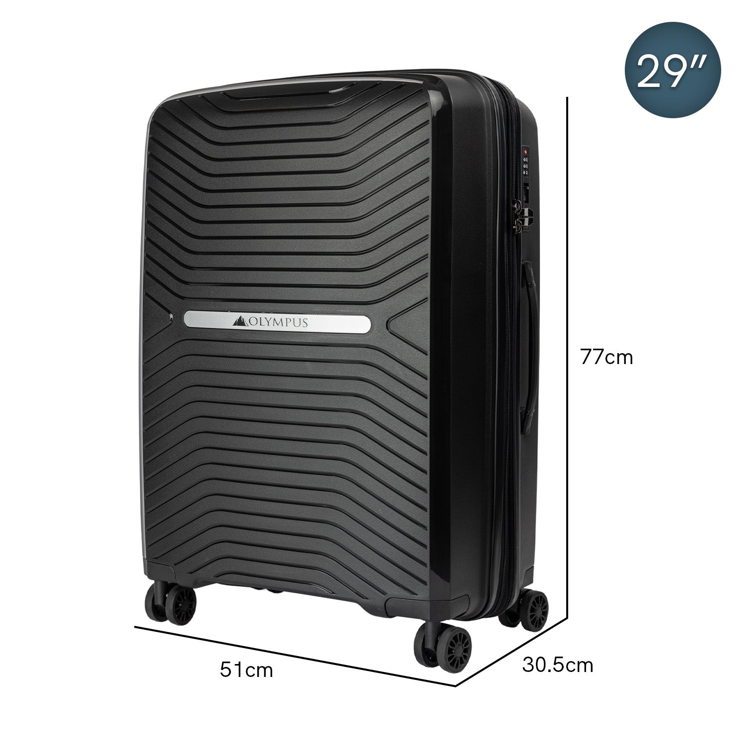 Olympus Astra 29in Lightweight Hard Shell Suitcase - Obsidian Black-Home &amp; Garden &gt; Travel-PEROZ Accessories