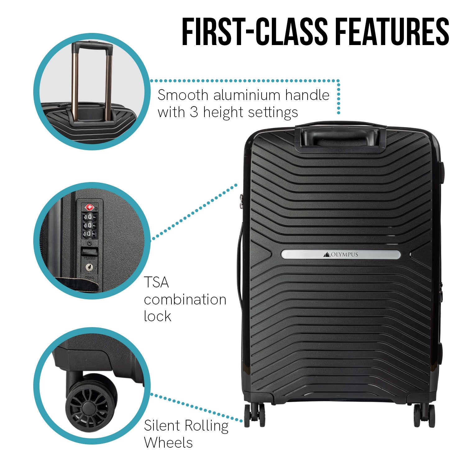 Olympus Astra 29in Lightweight Hard Shell Suitcase - Obsidian Black-Home &amp; Garden &gt; Travel-PEROZ Accessories