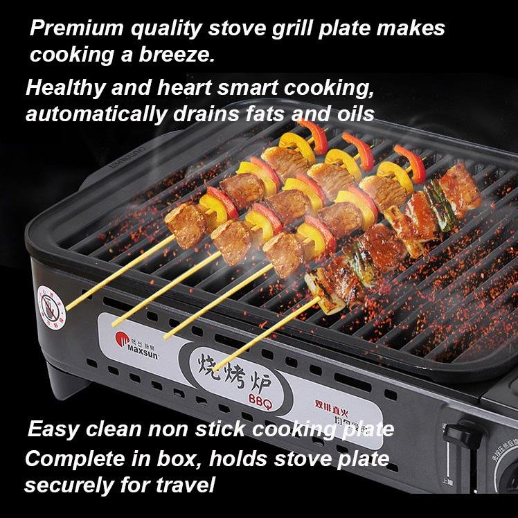 Portable Gas BBQ Stove with PRO Grill Plate Outdoor Barbecue Cooking Burner Kit Butane Camping-Home &amp; Garden &gt; BBQ-PEROZ Accessories