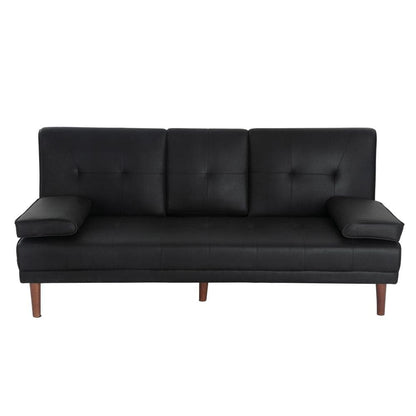 3 Seater Adjustable Sofa Bed With Cup Holder Black-Furniture &gt; Sofas-PEROZ Accessories