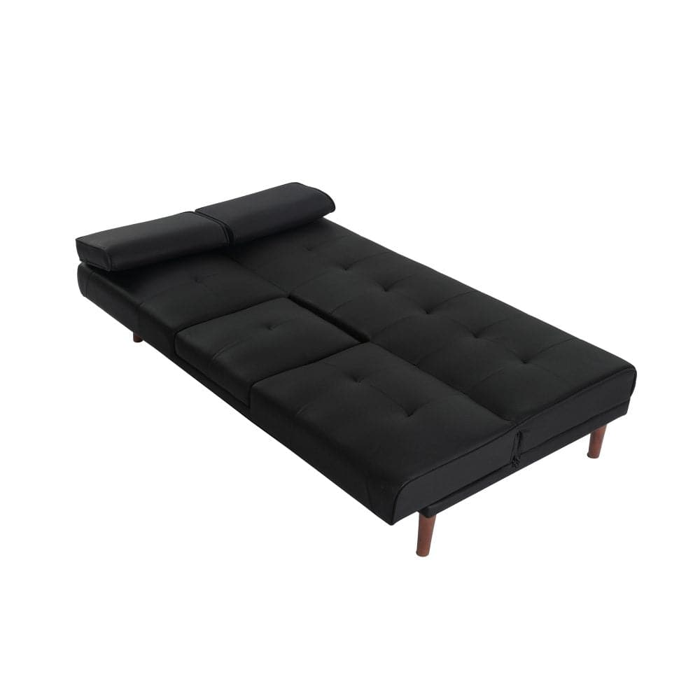 3 Seater Adjustable Sofa Bed With Cup Holder Black-Furniture &gt; Sofas-PEROZ Accessories