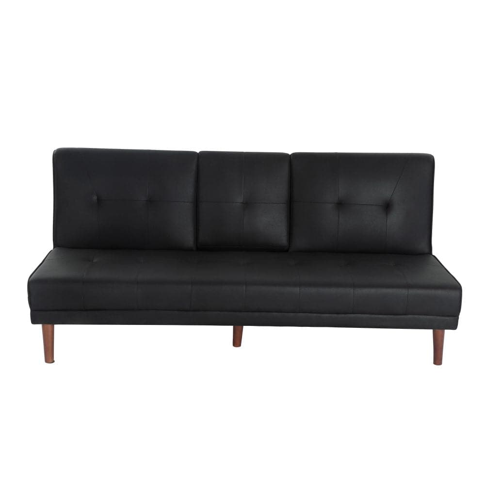 3 Seater Adjustable Sofa Bed With Cup Holder Black-Furniture &gt; Sofas-PEROZ Accessories