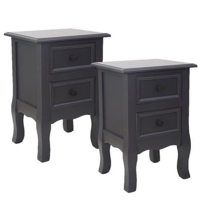 French Bedside Table Nightstand Grey Set of 2-Furniture &gt; Bedroom-PEROZ Accessories