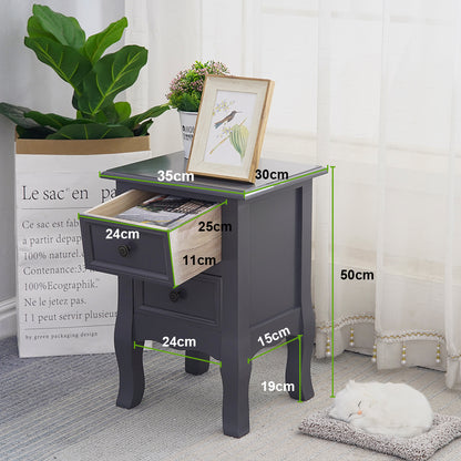 French Bedside Table Nightstand Grey Set of 2-Furniture &gt; Bedroom-PEROZ Accessories