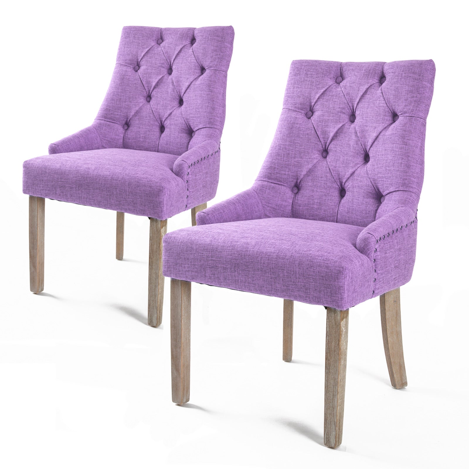 La Bella 2 Set Violet French Provincial Dining Chair Amour Oak Leg-Furniture &gt; Bar Stools &amp; Chairs-PEROZ Accessories