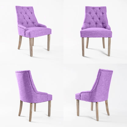 La Bella 2 Set Violet French Provincial Dining Chair Amour Oak Leg-Furniture &gt; Bar Stools &amp; Chairs-PEROZ Accessories