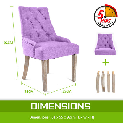 La Bella 2 Set Violet French Provincial Dining Chair Amour Oak Leg-Furniture &gt; Bar Stools &amp; Chairs-PEROZ Accessories