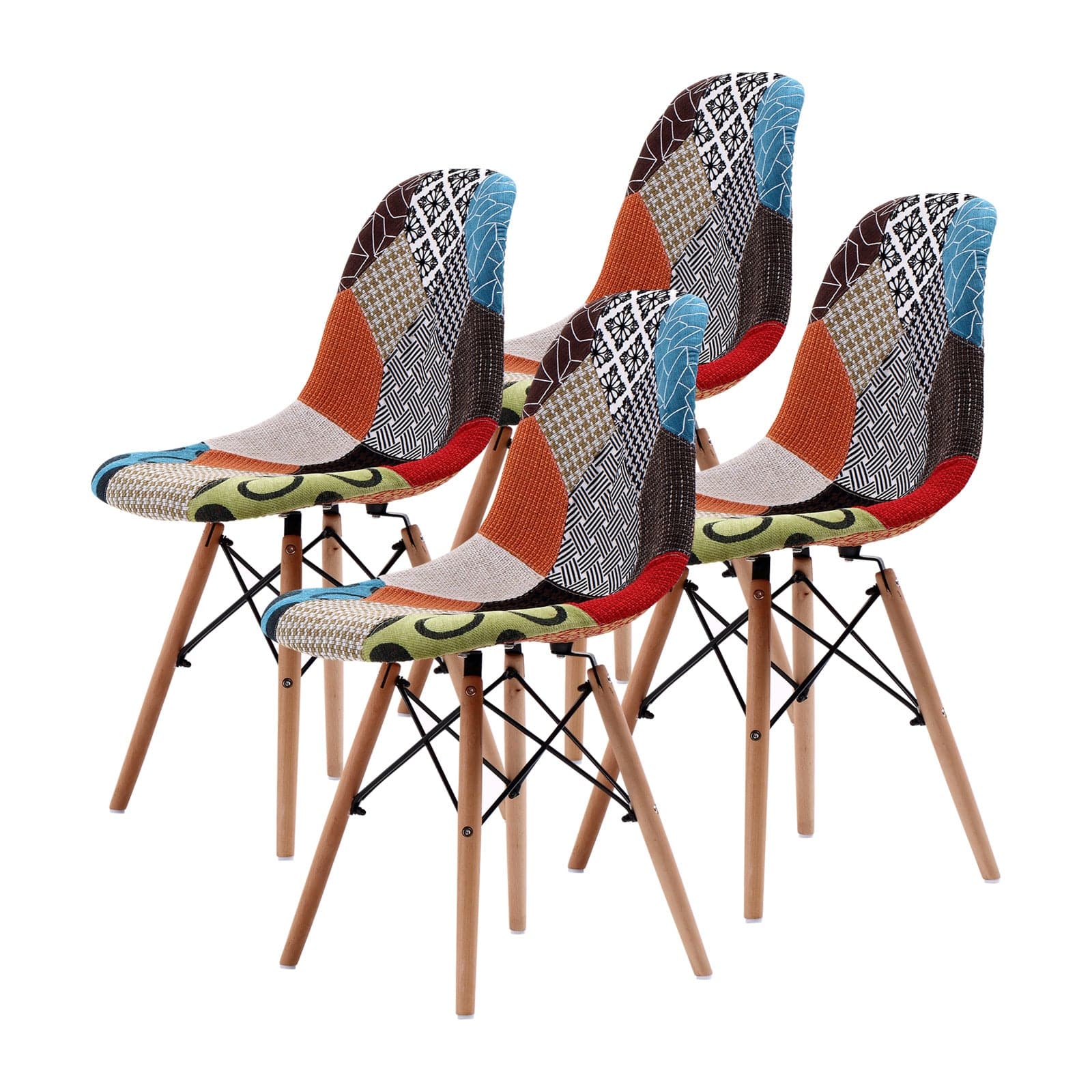 La Bella 4 Set Multi Colour Retro Dining Cafe Chair DSW Fabric-Furniture &gt; Bar Stools &amp; Chairs-PEROZ Accessories