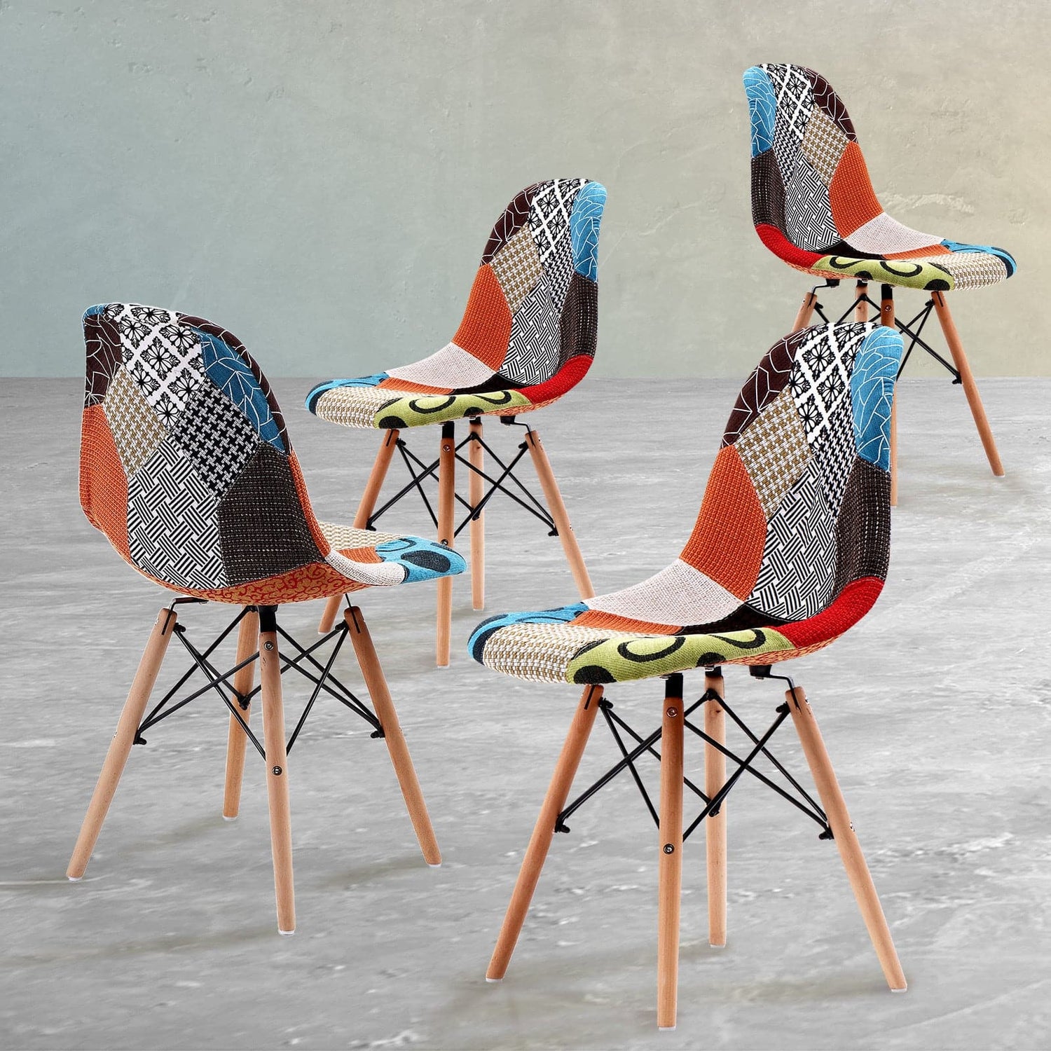 La Bella 4 Set Multi Colour Retro Dining Cafe Chair DSW Fabric-Furniture &gt; Bar Stools &amp; Chairs-PEROZ Accessories