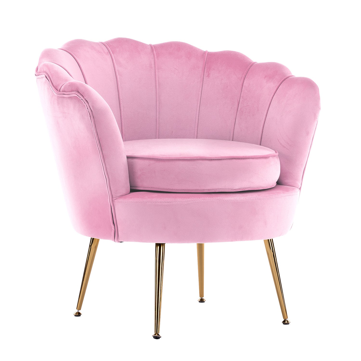 La Bella Shell Scallop Pink Armchair Lounge Chair Accent Velvet-Furniture &gt; Bar Stools &amp; Chairs-PEROZ Accessories