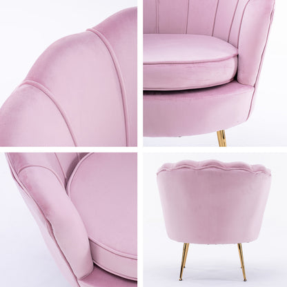 La Bella Shell Scallop Pink Armchair Lounge Chair Accent Velvet-Furniture &gt; Bar Stools &amp; Chairs-PEROZ Accessories