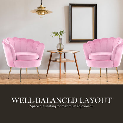 La Bella Shell Scallop Pink Armchair Lounge Chair Accent Velvet-Furniture &gt; Bar Stools &amp; Chairs-PEROZ Accessories