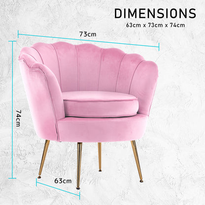 La Bella Shell Scallop Pink Armchair Lounge Chair Accent Velvet-Furniture &gt; Bar Stools &amp; Chairs-PEROZ Accessories