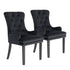 La Bella 2 Set Black French Provincial Dining Chair Ring Studded Lisse Velvet Rubberwood-Furniture > Bar Stools & Chairs-PEROZ Accessories