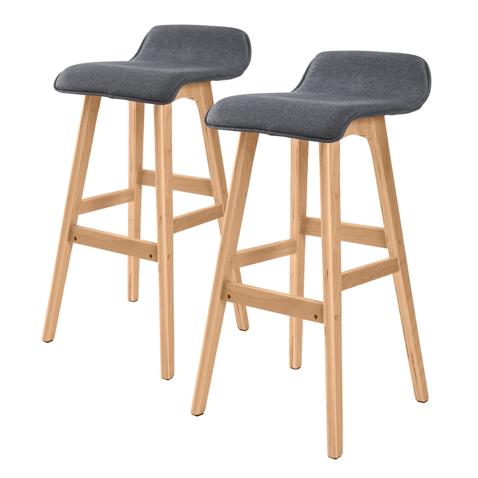 La Bella 2 Set 74cm Grey Wooden Bar Stool Sophia Fabric-Furniture &gt; Bar Stools &amp; Chairs-PEROZ Accessories