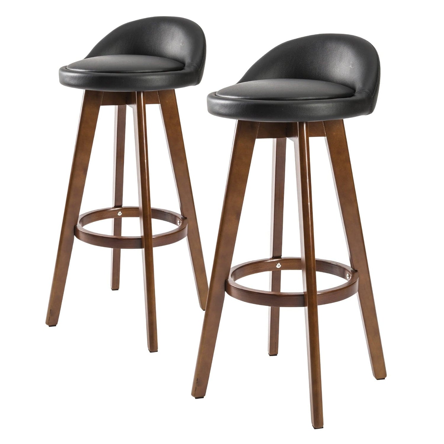 La Bella 2 Set 72cm Black Brown Wooden Bar Stool Leila Leather-Furniture &gt; Bar Stools &amp; Chairs-PEROZ Accessories