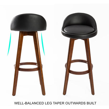 La Bella 2 Set 72cm Black Brown Wooden Bar Stool Leila Leather-Furniture &gt; Bar Stools &amp; Chairs-PEROZ Accessories