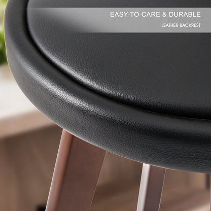 La Bella 2 Set 72cm Black Brown Wooden Bar Stool Leila Leather-Furniture &gt; Bar Stools &amp; Chairs-PEROZ Accessories