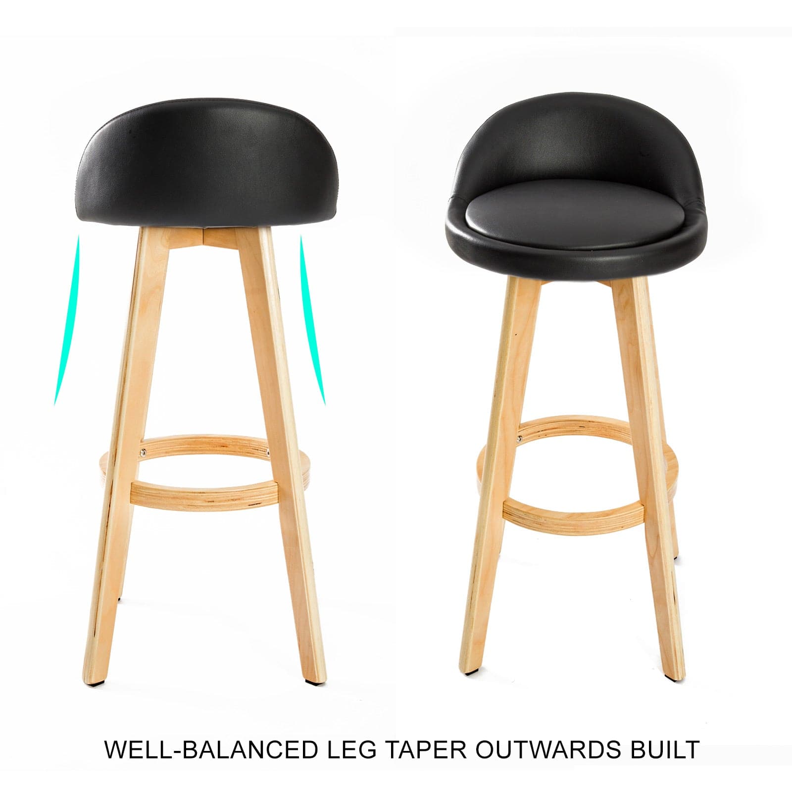 La Bella 4 Set 72cm Black Wooden Bar Stool Leila Leather-Furniture &gt; Bar Stools &amp; Chairs-PEROZ Accessories