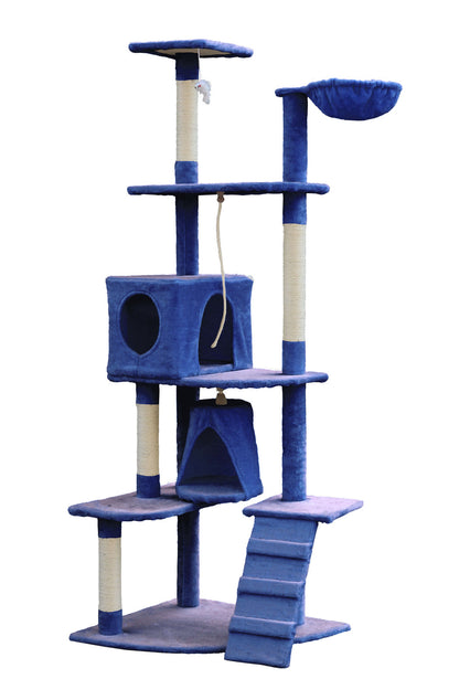 YES4PETS 193cm Cat Scratching Tree Post Sisal Pole Scratching Post Scratcher Tower Condo Blue-Cat Trees-PEROZ Accessories