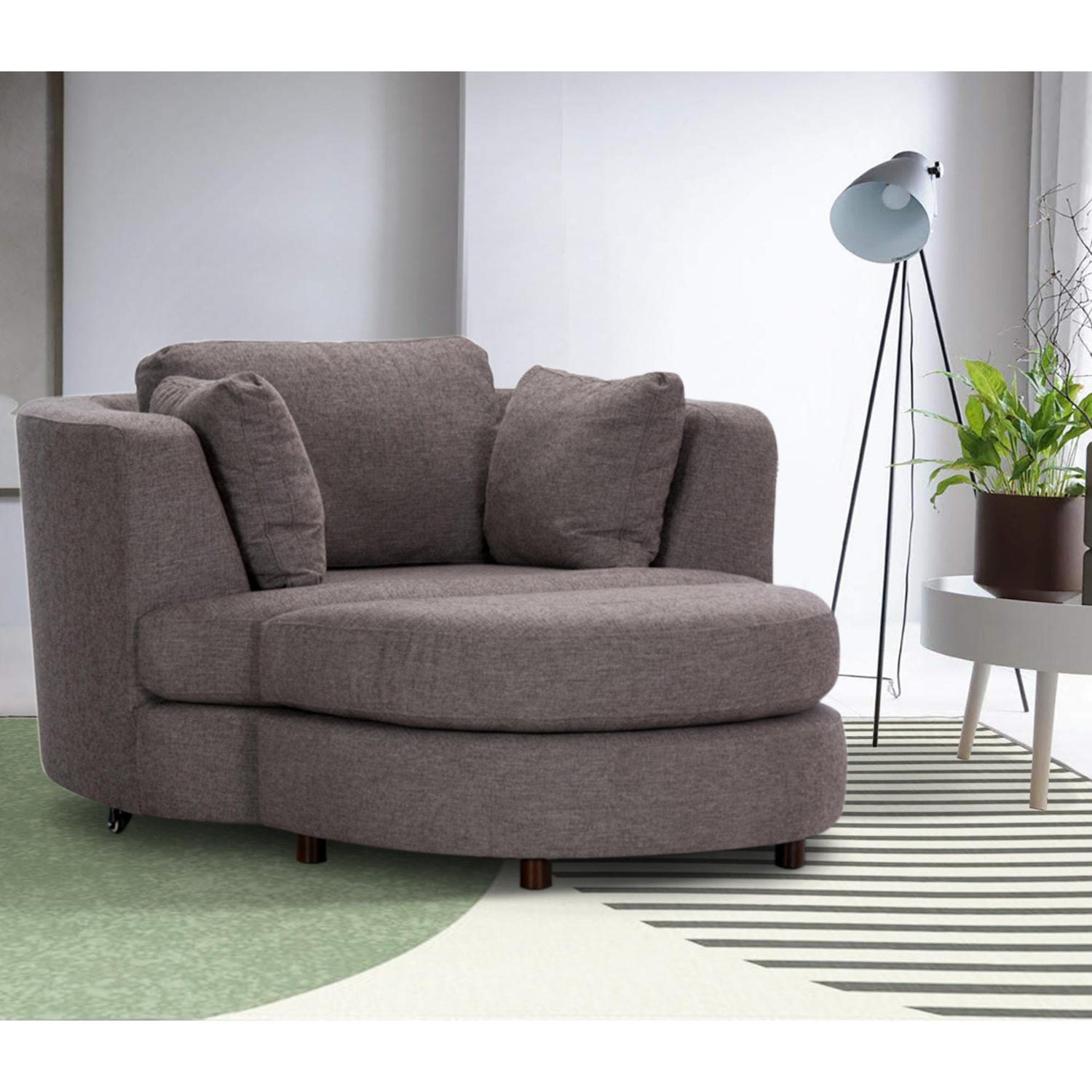 Sunshine Single Sofa Love Chair Fabric Swivel Armchair Ottoman Set - Grey-Furniture &gt; Sofas-PEROZ Accessories