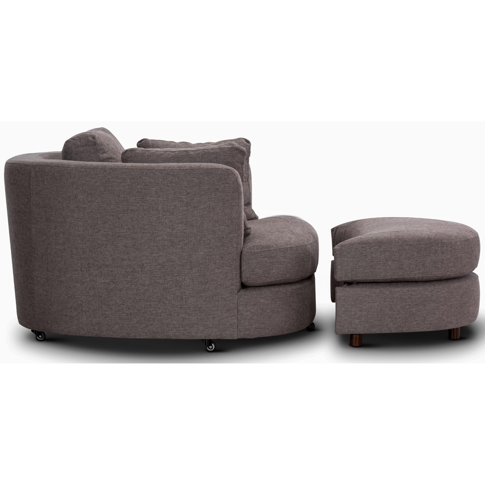 Sunshine Single Sofa Love Chair Fabric Swivel Armchair Ottoman Set - Grey-Furniture &gt; Sofas-PEROZ Accessories