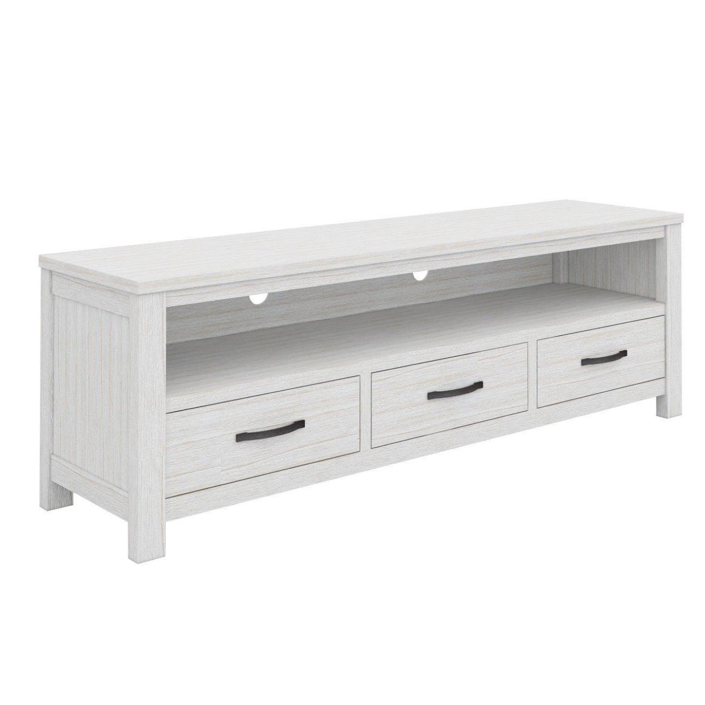 Foxglove ETU Entertainment TV Unit 166cm 3 Drawer Solid Mt Ash Wood - White-Entertainment Units-PEROZ Accessories