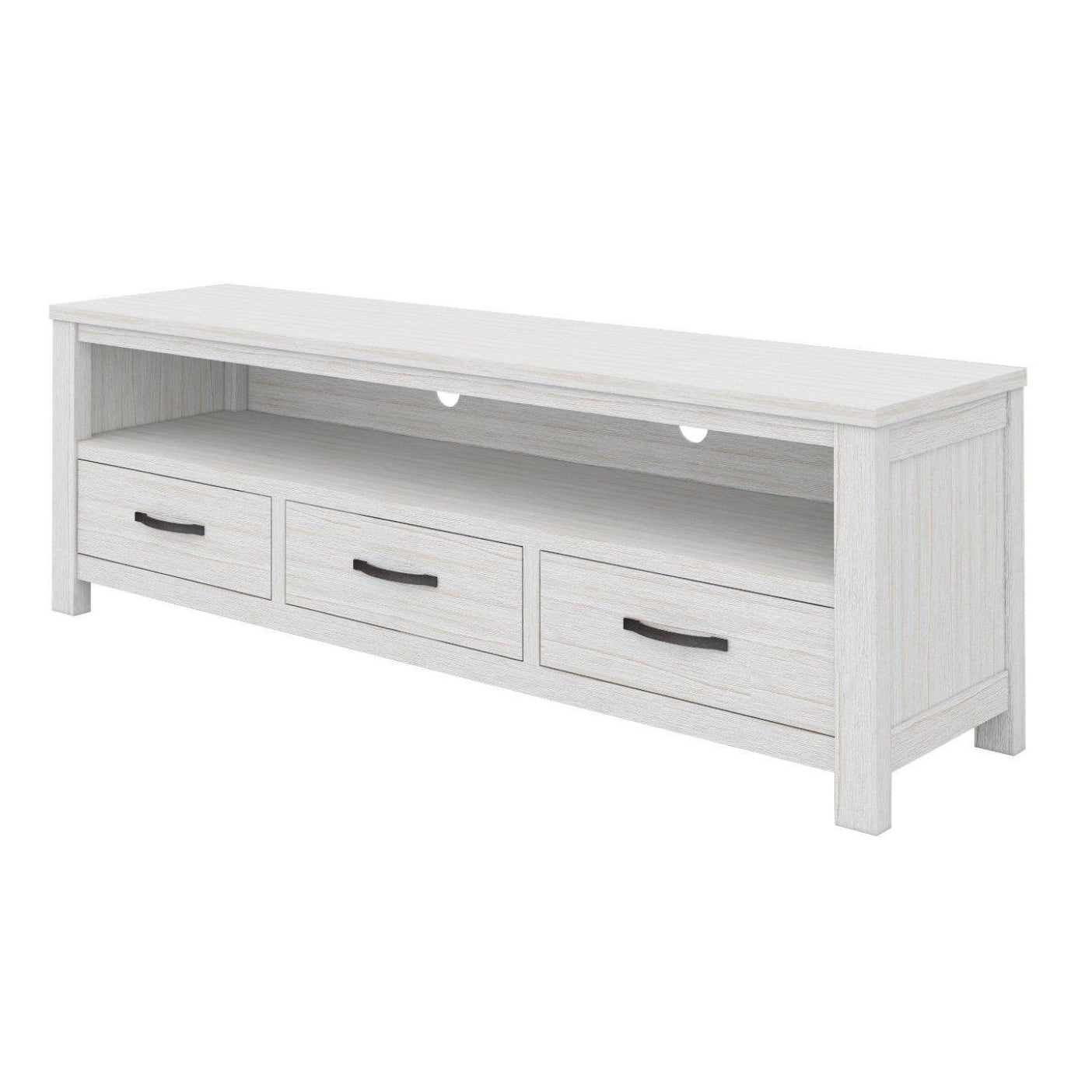 Foxglove ETU Entertainment TV Unit 166cm 3 Drawer Solid Mt Ash Wood - White-Entertainment Units-PEROZ Accessories