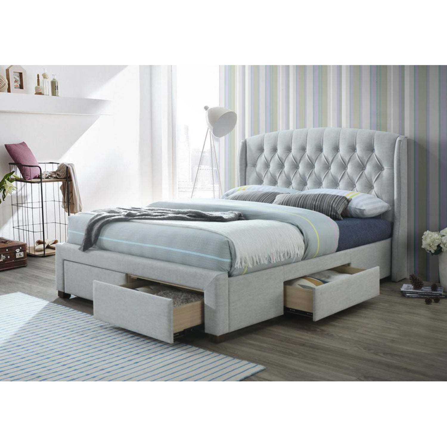 Honeydew King Size Bed Frame Timber Mattress Base With Storage Drawers - Beige-Furniture &gt; Bedroom-PEROZ Accessories