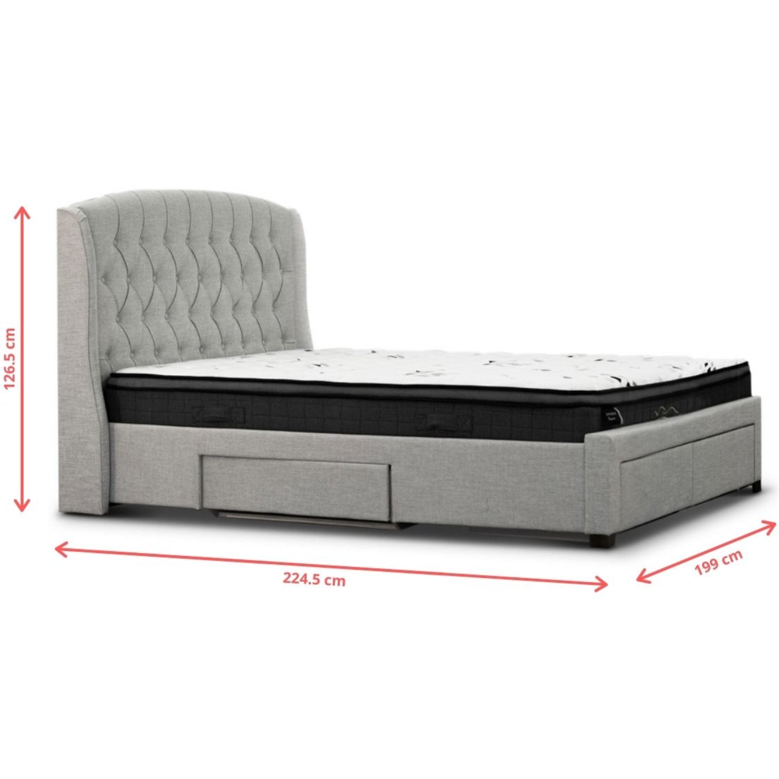 Honeydew King Size Bed Frame Timber Mattress Base With Storage Drawers - Beige-Furniture &gt; Bedroom-PEROZ Accessories