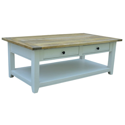 Lavasa Coffee Table 130cm 4 Drawers Solid Mango Wood Modern Farmhouse Furniture-Furniture &gt; Living Room-PEROZ Accessories