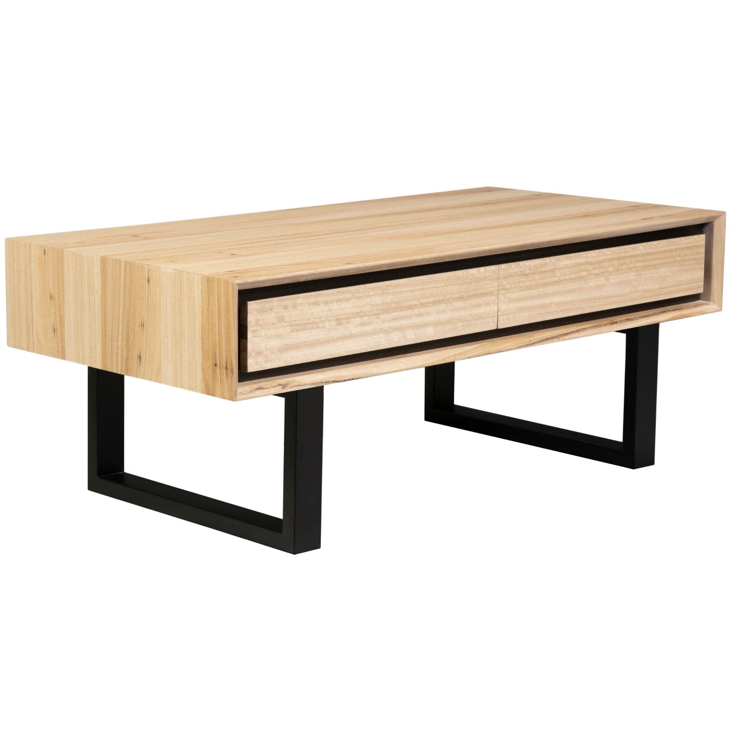 Aconite Coffee Table 120cm 2 Drawers Solid Messmate Timber Wood - Natural-Furniture &gt; Living Room-PEROZ Accessories