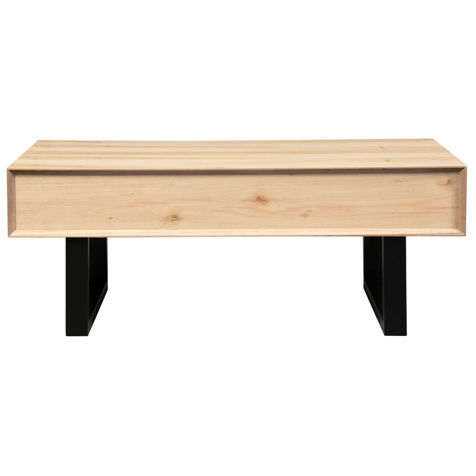 Aconite Coffee Table 120cm 2 Drawers Solid Messmate Timber Wood - Natural-Furniture &gt; Living Room-PEROZ Accessories