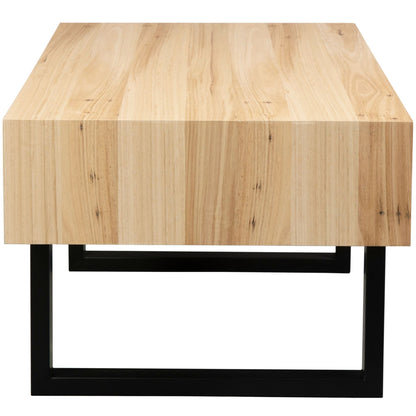 Aconite Coffee Table 120cm 2 Drawers Solid Messmate Timber Wood - Natural-Furniture &gt; Living Room-PEROZ Accessories