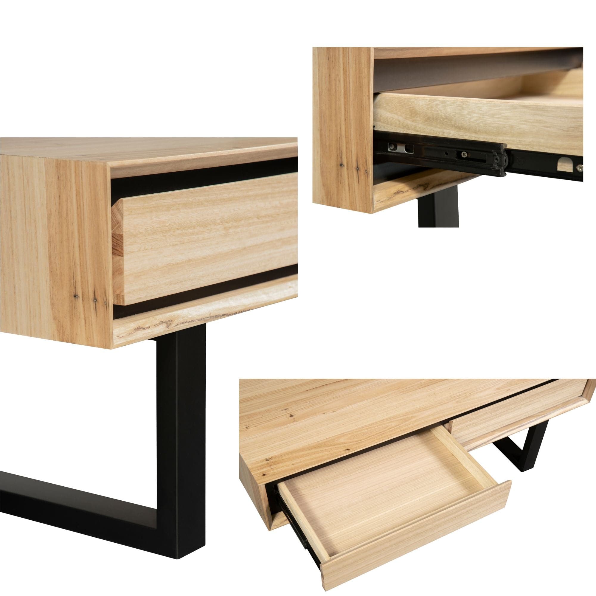 Aconite Coffee Table 120cm 2 Drawers Solid Messmate Timber Wood - Natural-Furniture &gt; Living Room-PEROZ Accessories