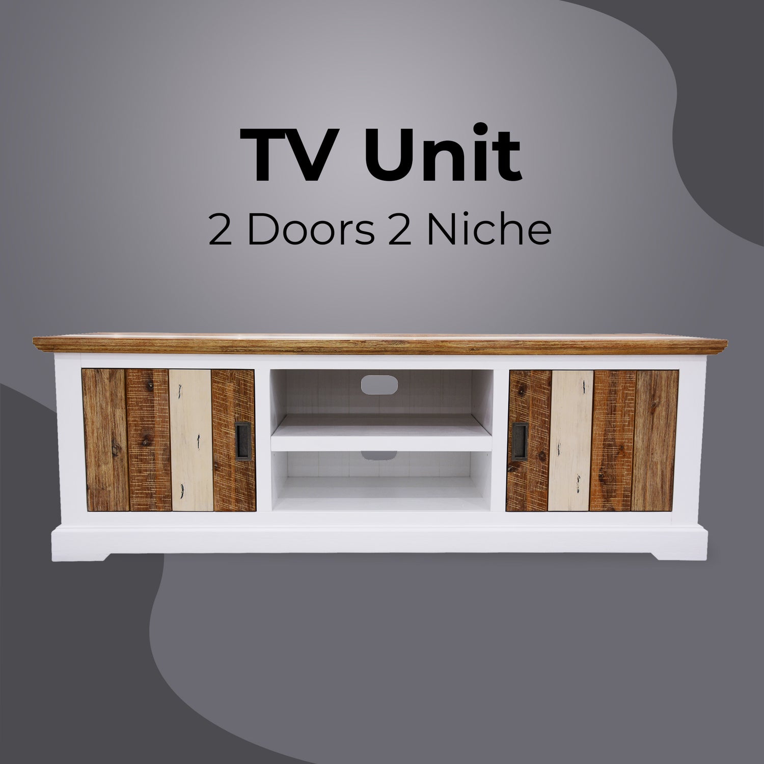 Orville ETU Entertainment TV Unit 180cm 2 Door Solid Acacia Timber - Multi Color-Entertainment Unit-PEROZ Accessories