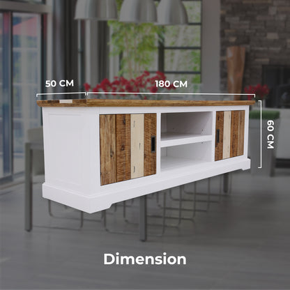 Orville ETU Entertainment TV Unit 180cm 2 Door Solid Acacia Timber - Multi Color-Entertainment Unit-PEROZ Accessories