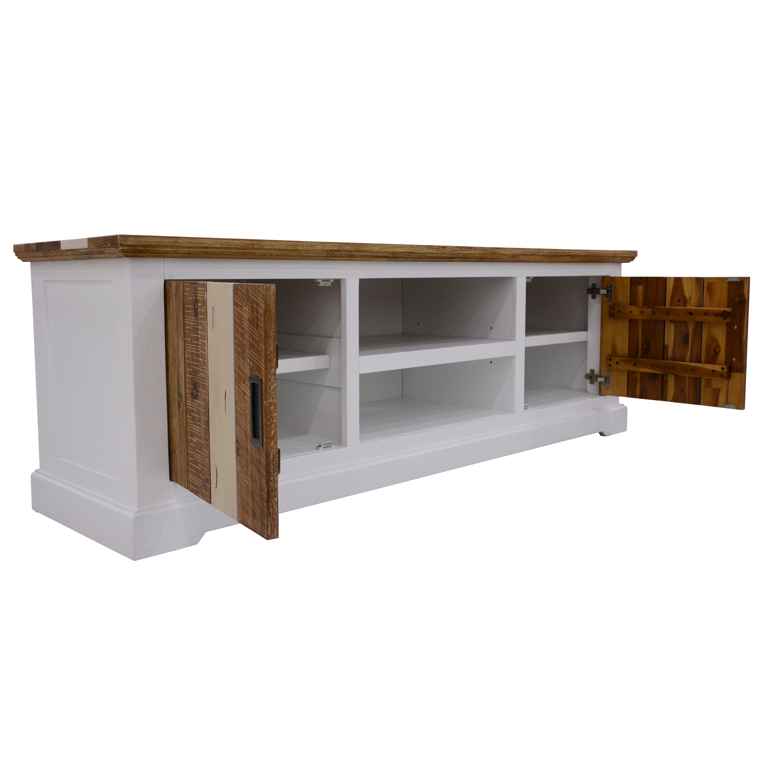 Orville ETU Entertainment TV Unit 180cm 2 Door Solid Acacia Timber - Multi Color-Entertainment Unit-PEROZ Accessories