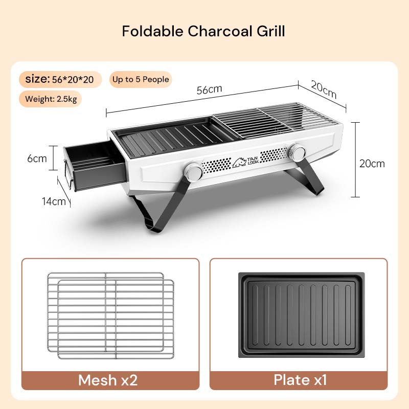 Foldable Portable Charcoal Frying Grill Grilling Outdoor Tabletop BBQ Grill For Camping Hiking Picnics-Appliances &gt; Kitchen Appliances-PEROZ Accessories