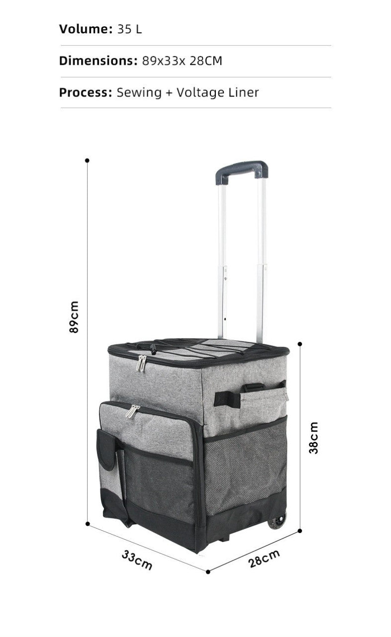 Cooler Picnic Bag Trolley Thermally Insulated - 36L - 60 cans - Grey - Drinks Food Cool Bag Rainproof-Outdoor &gt; Picnic-PEROZ Accessories