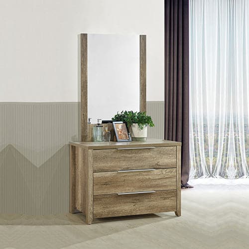 5 Pieces Bedroom Suite Natural Wood Like MDF Structure Double Size Oak Colour Bed, Bedside Table, Tallboy &amp; Dresser-Furniture &gt; Bedroom-PEROZ Accessories