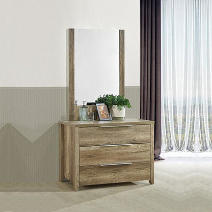 5 Pieces Bedroom Suite Natural Wood Like MDF Structure Queen Size Oak Colour Bed, Bedside Table, Tallboy &amp; Dresser-Furniture &gt; Bedroom-PEROZ Accessories